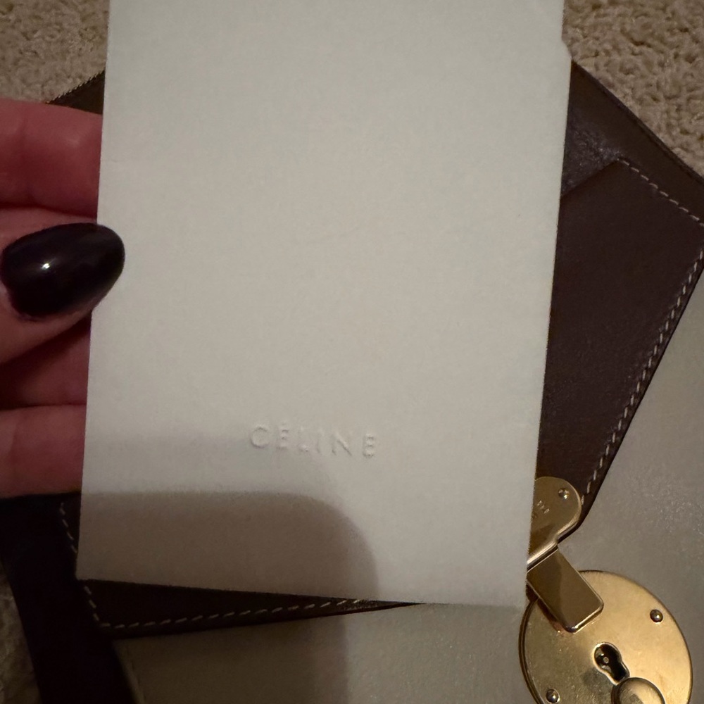 Celine shoulder Bag in Brown and Cream with Gold Accents - Picture 3 of 11